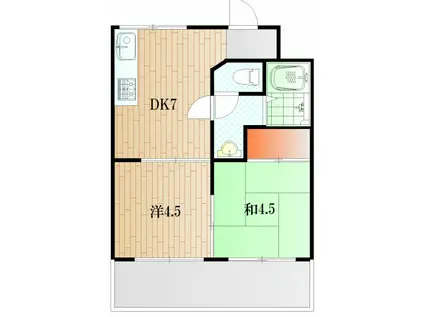 ワンモア2ビル(2DK/4階)の間取り写真