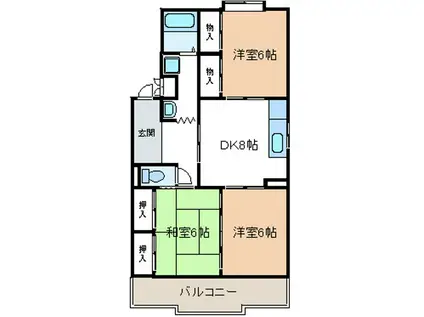クリーンシティー(3DK/1階)の間取り写真