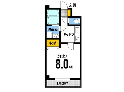 RIVER PARK SENDA(1K/4階)の間取り写真