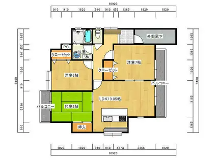 ネットビル8(3LDK/2階)の間取り写真