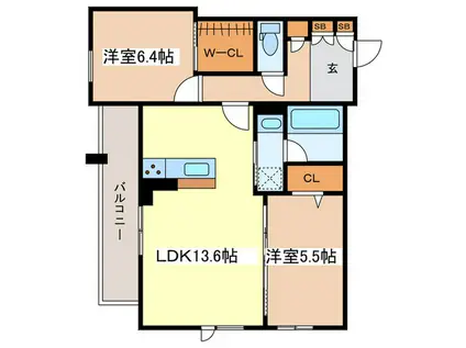 URBAN SIDE III(2LDK/2階)の間取り写真