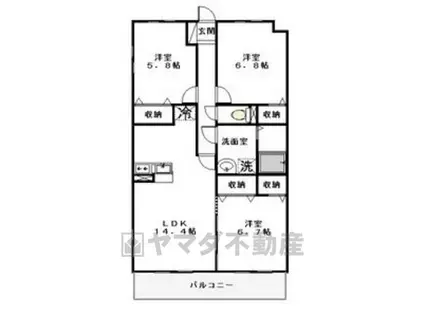 サニーサイド東宝木Ⅱ(3LDK/3階)の間取り写真