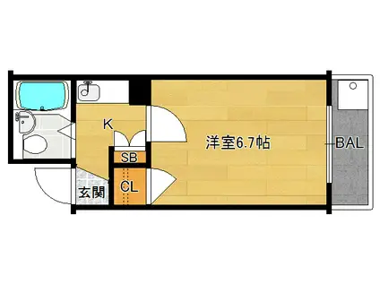 デトムワン烏丸鞍馬口(1K/4階)の間取り写真