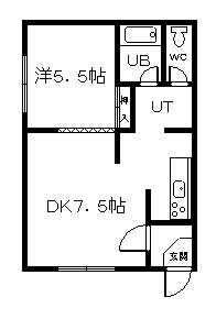 シティハウス(1DK/2階)の間取り写真
