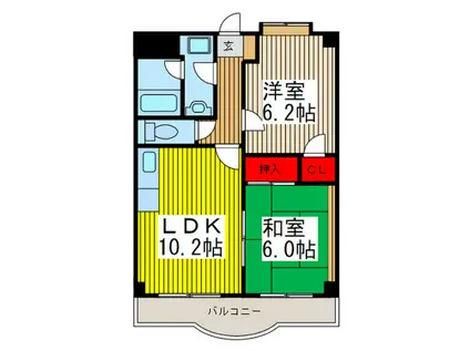 マンション五湯(2LDK/2階)の間取り写真