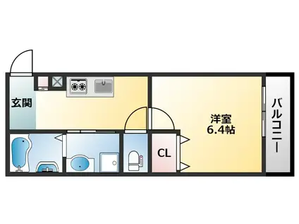 ALEGRIA平野本町II(1K/3階)の間取り写真