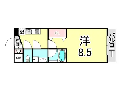 ロアール神戸住吉(1K/3階)の間取り写真