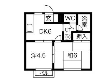 リバティーライフ徳丸(2DK/2階)の間取り写真