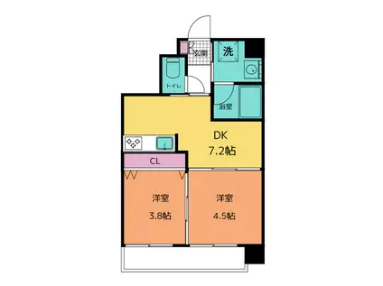 プライムガーデン新杉田西(2DK/4階)の間取り写真