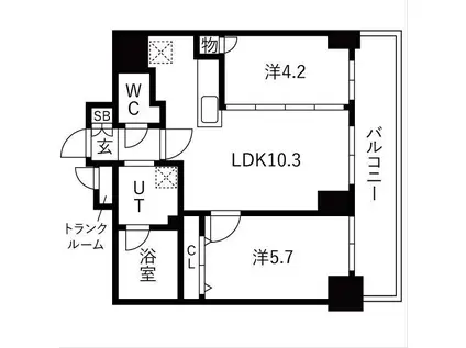 ラ・クラッセ札幌麻生ステーションスクエア(2LDK/8階)の間取り写真