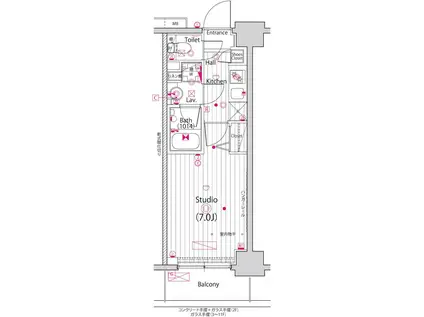 ガーラ・プライム横濱関内(1K/11階)の間取り写真