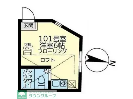 ユナイト中央カステーリャ・デ・ボレロ(ワンルーム/1階)の間取り写真