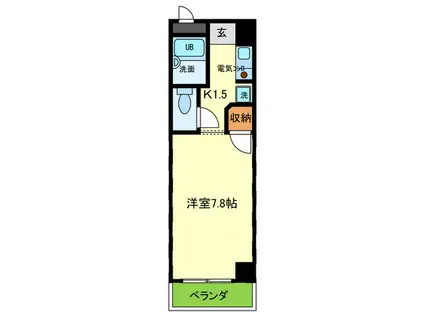 ドムール若山(ワンルーム/1階)の間取り写真