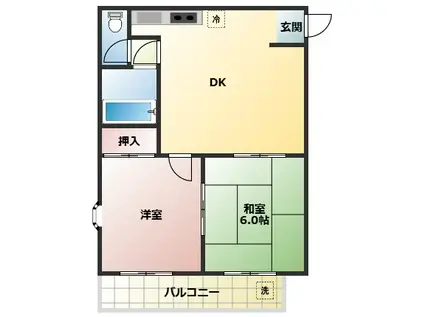 ケイプラザ金田(2DK/5階)の間取り写真