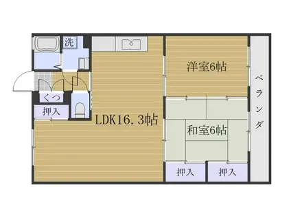 サイセリア米盛(2LDK/2階)の間取り写真