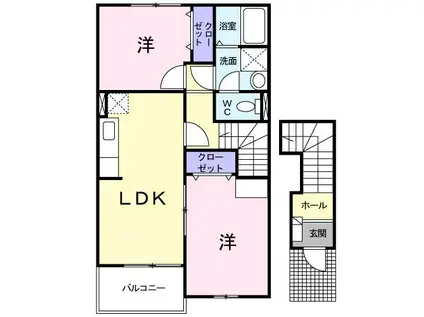 プリムローズヴィラD(2LDK/2階)の間取り写真