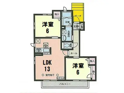 イル ヴィラージュ(2LDK/1階)の間取り写真