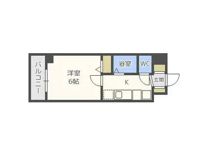 シングルウエスト(1K/3階)の間取り写真