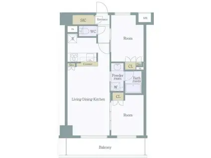 ジェノヴィア隅田川ウエストスカイガーデン(2LDK/2階)の間取り写真