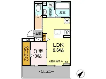 FAMILLE HEIM ROSE(1LDK/1階)の間取り写真