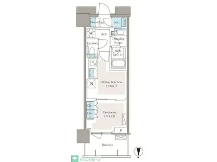 パークシティ中野ザタワー エアーズ(1DK/22階)の間取り写真