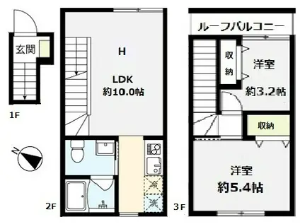 LA-FINA WAKABAYASHI(2LDK/1階)の間取り写真