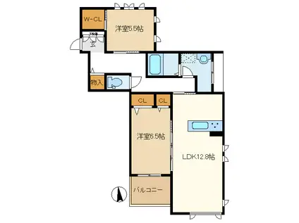 ティアラせんげん台(2LDK/2階)の間取り写真