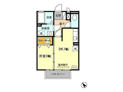 モナリエSI(1DK/1階)の間取り写真