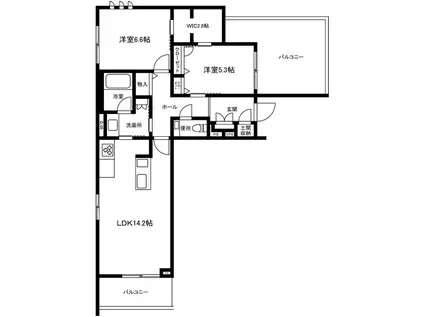 フォルトゥナート武蔵小杉(2LDK/4階)の間取り写真
