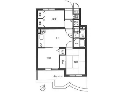 平塚ダイカンプラザII号館(3DK/4階)の間取り写真