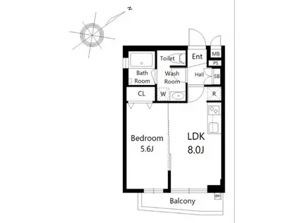 REFRAME 5 池尻大橋(1LDK/2階)の間取り写真