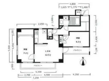 アルページ麻布(2LDK/3階)の間取り写真