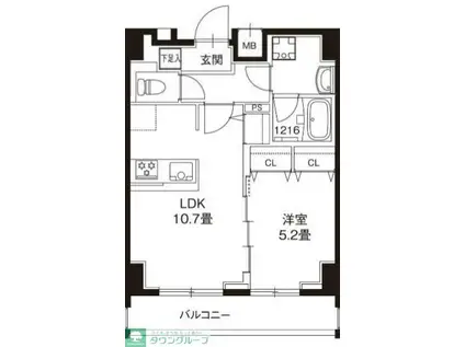 レオーネ錦糸町II(1LDK/4階)の間取り写真