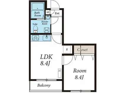 アパートメントライブライフ(1LDK/2階)の間取り写真
