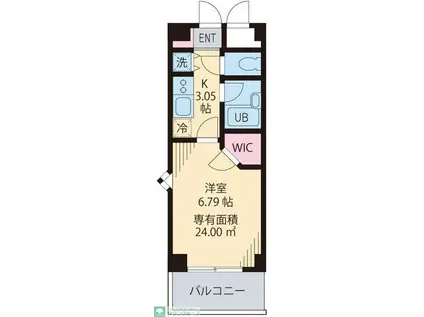 メルベーユ池之内(1K/3階)の間取り写真