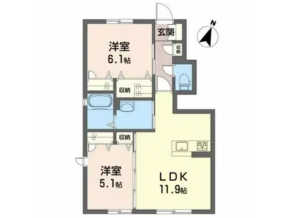 シャーメゾン・ル・プレ C棟(2LDK/1階)の間取り写真