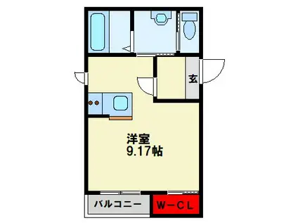 BRAVE BASE 陣原東(1K/1階)の間取り写真