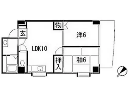 カトレアニシグチ(2LDK/4階)の間取り写真