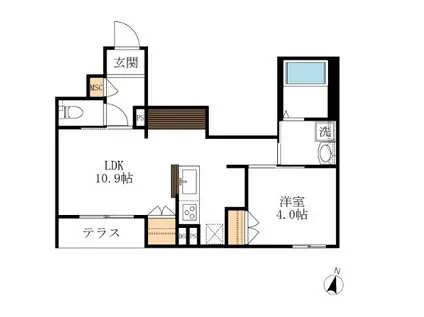 NEWSAFOLE 三軒茶屋(1LDK/1階)の間取り写真