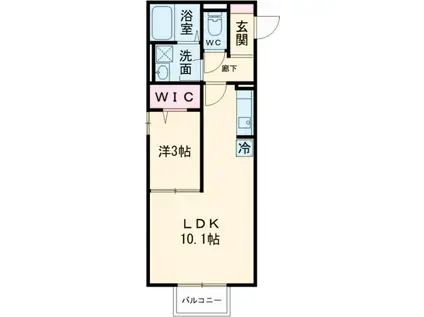 エクセルーム K-III(1LDK/1階)の間取り写真