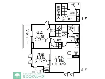 FIGARO湘南(2LDK/2階)の間取り写真