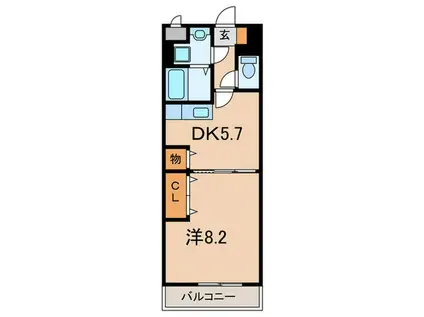タカラピュア(1DK/2階)の間取り写真