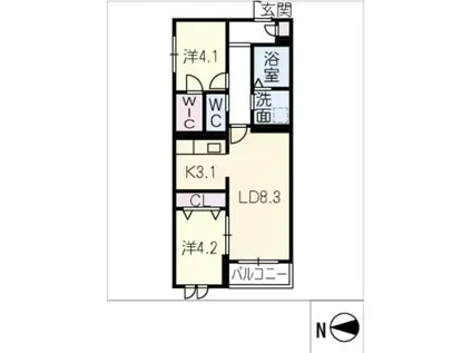 ティーメゾン若宮ヴィラ(2LDK/1階)の間取り写真