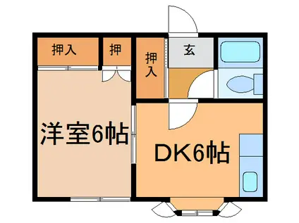 沼口ハイツ(1DK/2階)の間取り写真