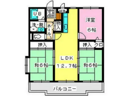 ロイヤルハイツ博多南(3LDK/3階)の間取り写真