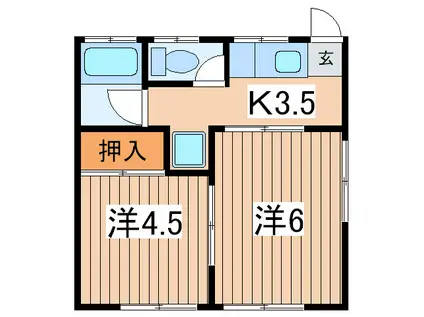 酒井アパ-ト(2K/2階)の間取り写真