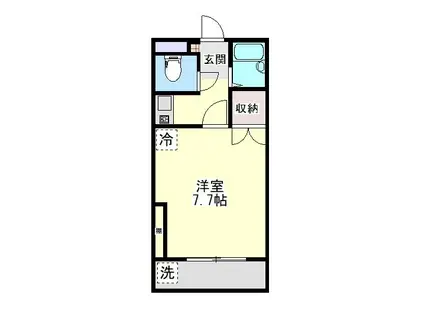 ベルメゾン松福(1K/1階)の間取り写真