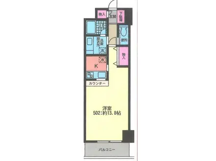 カスタネア(1K/3階)の間取り写真