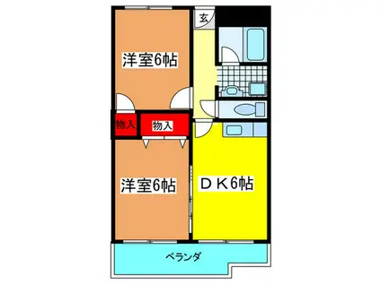 泰平ビル(2DK/7階)の間取り写真