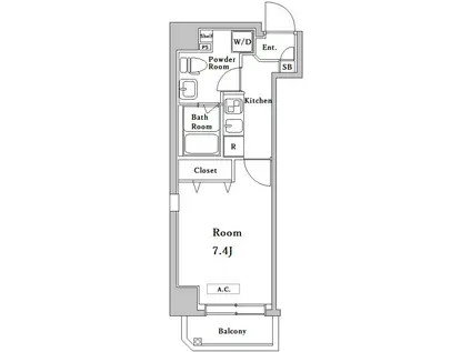 スカイコート武蔵新田II(1K/7階)の間取り写真